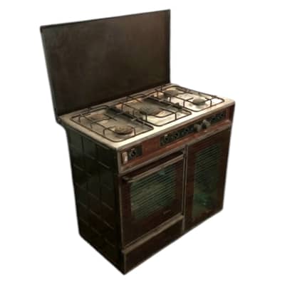 5-Burner Gas Cooking Range with Oven & Cabinet – Used Condition