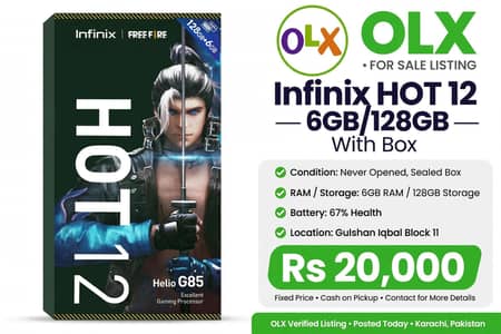 Infinix Hot 12 6/128 With Box - Sealed Piece - No Open No Repair