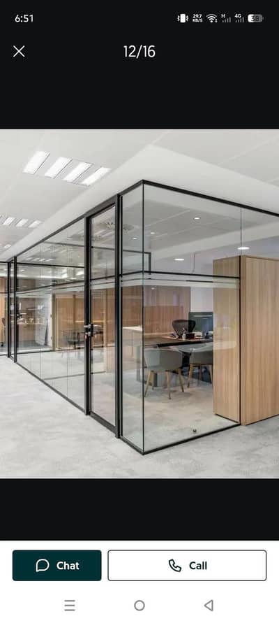 Glass partition 12mm /PVC molding/Wood design PVC/PVC wall panel