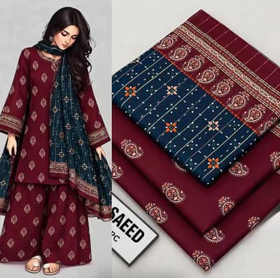 Binsaeed cotton printed three pieceidsummer latest volume