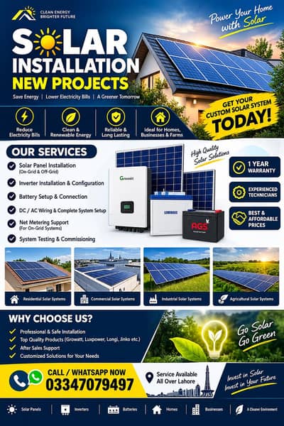 professional solar installation & new projects on grid & off grid