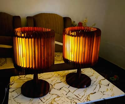 Wooden Lamps (Set of 2): Pure Sheesham wood
