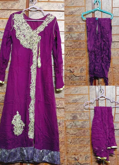 Elegant Plum/Purple Embroidered 3-Piece Suit