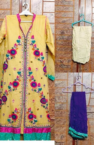 Mustard Yellow Embroidered 3-Piece