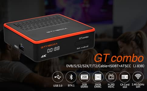 Gt media 4k combo android sattelite receiver forerver mars server