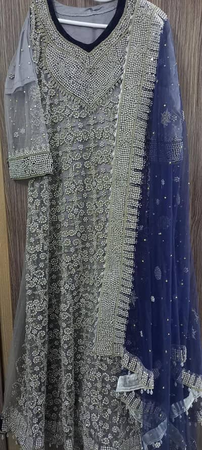Heavy Silver Embroidered Bridal/Formal Dress