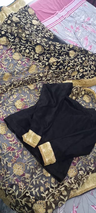 Black & Golden Heavy Embroidered Formal saree