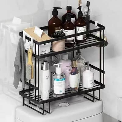 Stainless Steel Bathroom Shelf Two Tier Black