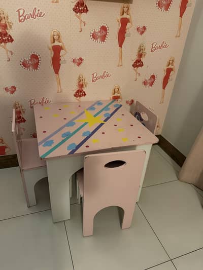 Kids Bed with mattress with table 3 chairs
