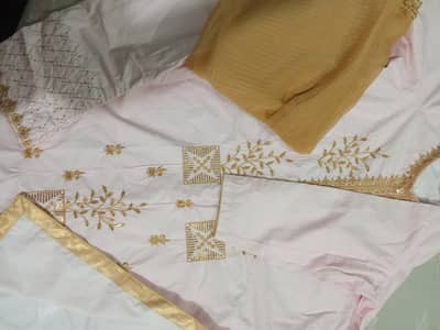 Baby Pink with golden embroidery