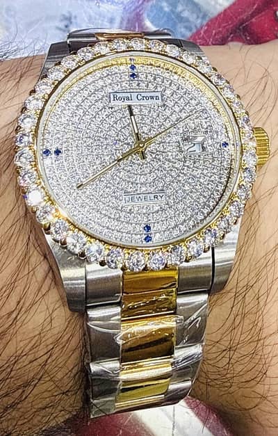 100%Original Royal Watchwith OneYearWarranty madewith Accented Zircons