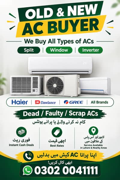Old & New AC Sale Split,Window & Inverter AC Purchase good rates buy