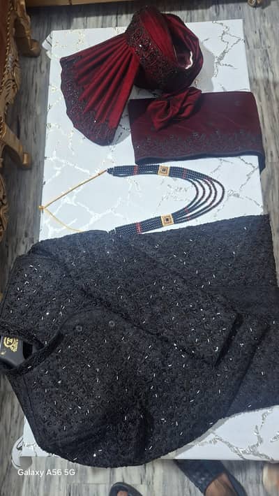 Black Cut sherwani & Kula with Mala set Lahore
