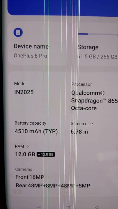 One Plus 8 pro 12+12.256 gb fingr ni chalty