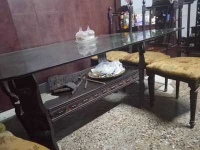 6 Chairs Dinning Table with 10mm table glass
