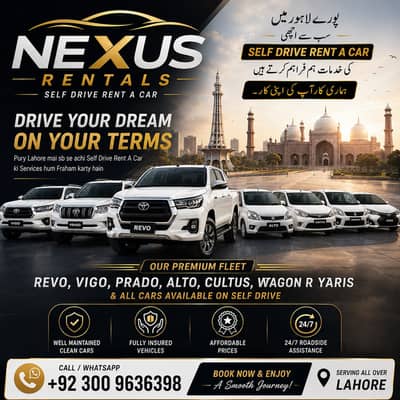 Self Drive Rent A Car, Cultus On Rent, Wagon-R On Rent, Yaris On Rent