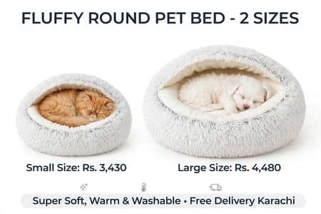 Fluffy Square Hooded Pet Bed