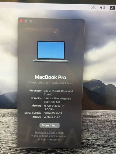 MacBook Pro 2017 Model 512 GB 13 Inches