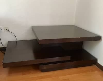 Modern Coffee Table/Glass Top Statement Table/TV Trolley with Storage