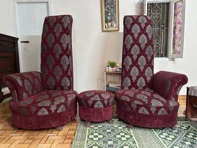 High-Back Ottoman Accent Chairs.