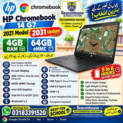 HP Chromebook 14 | 4GB RAM | 64GB Storage | 14" Display Type-C Charger