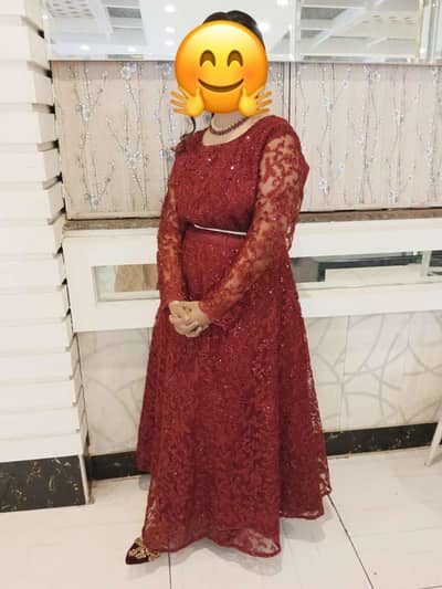 Maroom embroidered Long dress