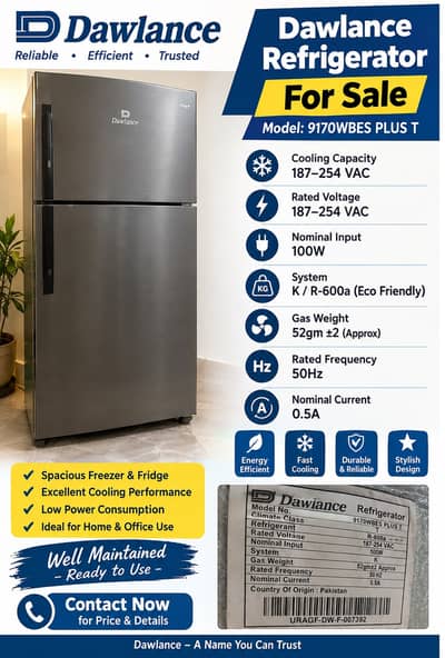Dawlance Refrigerator 9170WBES PLUS T – For Sale