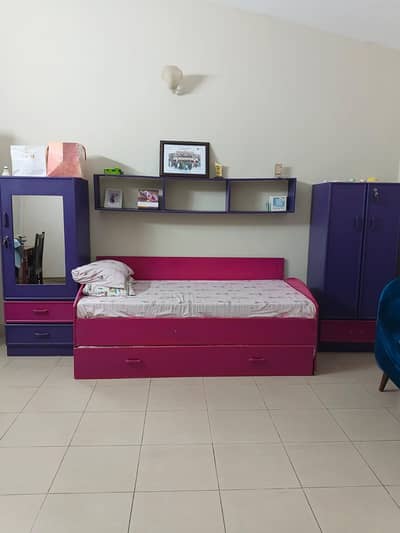 Kids Bed set With 2 Mettres Baby Almari and mini Dressing
