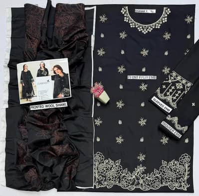 Black dhanak 3 pcs suit