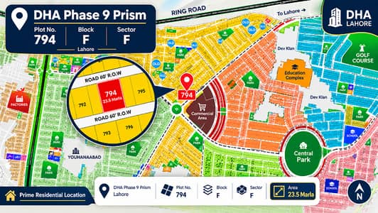 Premium 23.5 Marla Residential Plot No. 794 in F Block, DHA Phase 9 Prism Lahore