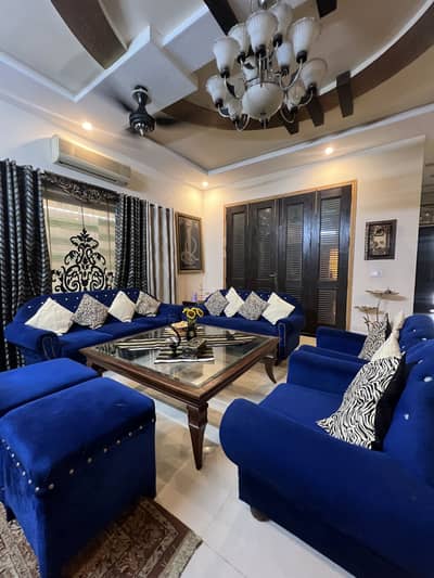 Elegant Royal Blue Velvet Sofa Set – Complete Living Room Set