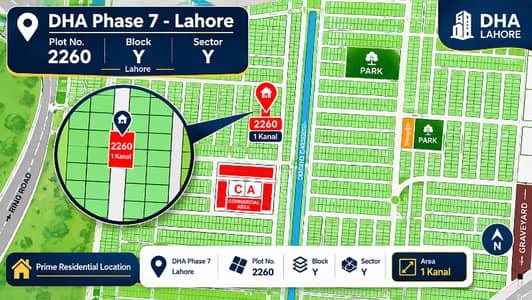 Premium 1 Kanal Residential Plot No. 2260 for Sale in Block Y, DHA Phase 7 Lahore