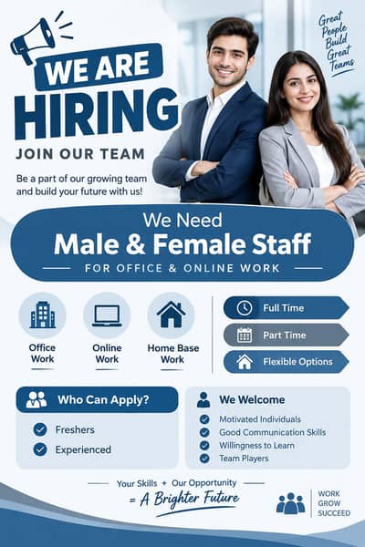 Hiring Male and Female for office and online work