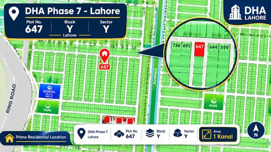 Premium 1 Kanal Residential Plot No. 647 for Sale in Block Y, DHA Phase 7 Lahore