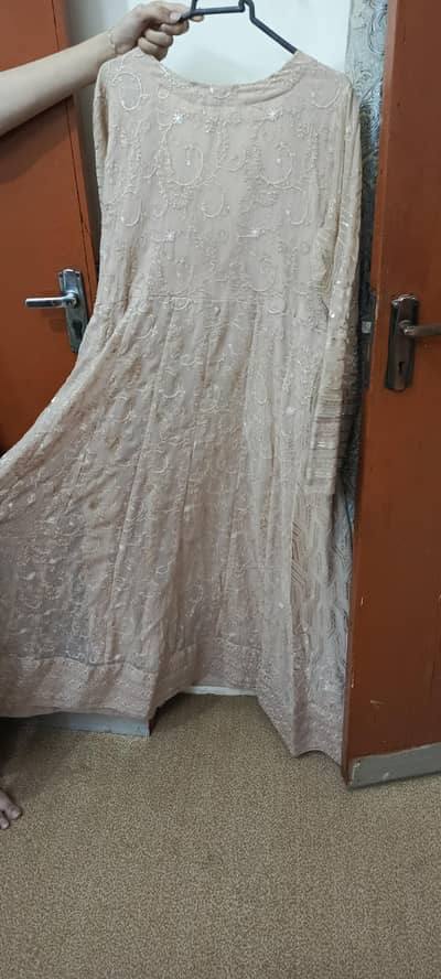 peach and golden dress