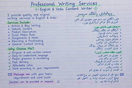 Professional Writing Services | English & Urdu Content Writer