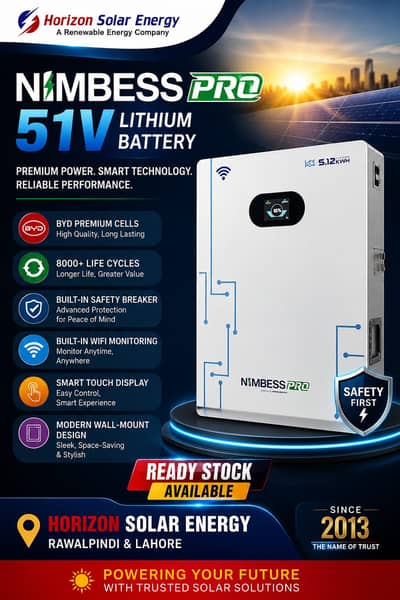 Nimbess Pro Lithium Battery 5KW 10KW 14KW 16KW | BYD Cells | 10 Years