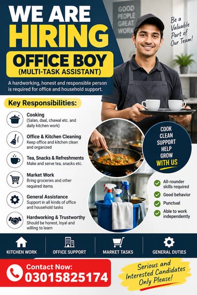 Office Boy Required in Lahore