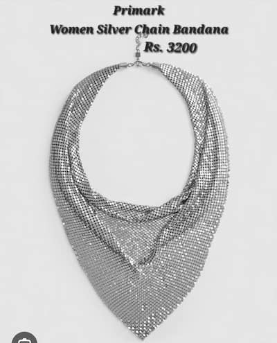 Women Silver Chain Bandana Headscarf