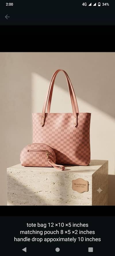 checkered tote bag 2 pcs