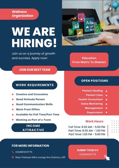 we are hiring males and females staff