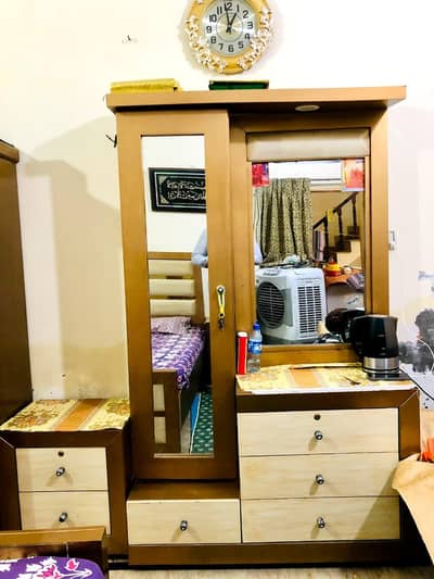 bed set with cupboard