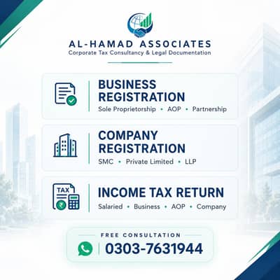 Tax Consultant, Business & Company Registration, FBR, Income Tax Filer