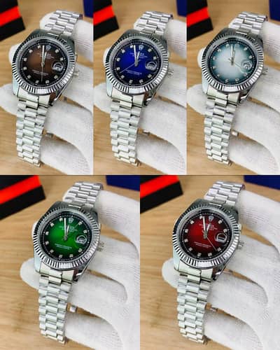 Rolex-Inspired Men’s Silver Watch | Date Function & Butterfly Lock