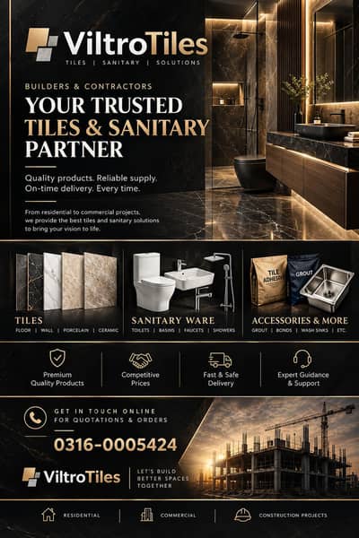 Bathroom, Kitchen, Floor Tiles and Sanitary items