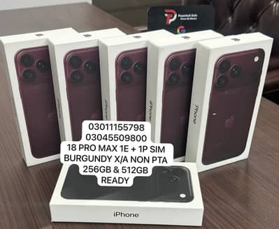 APPLE IPHONE 18 PRO MAX 256GB NON PTA BURGUNDY X/A 1E + 1P SIM