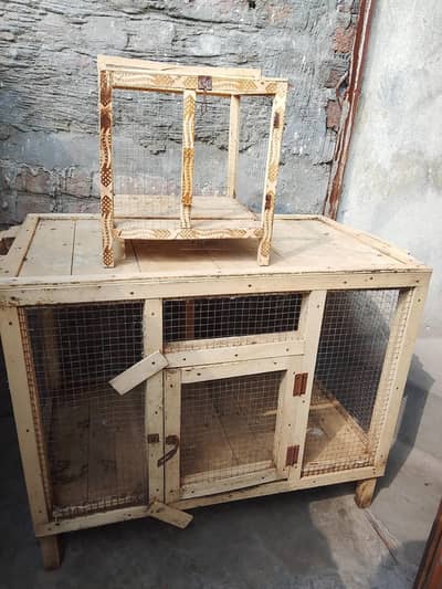 Big Wooden Cage 3×2 Feet + Chhota Cage FREE | Murghon Ke Liye