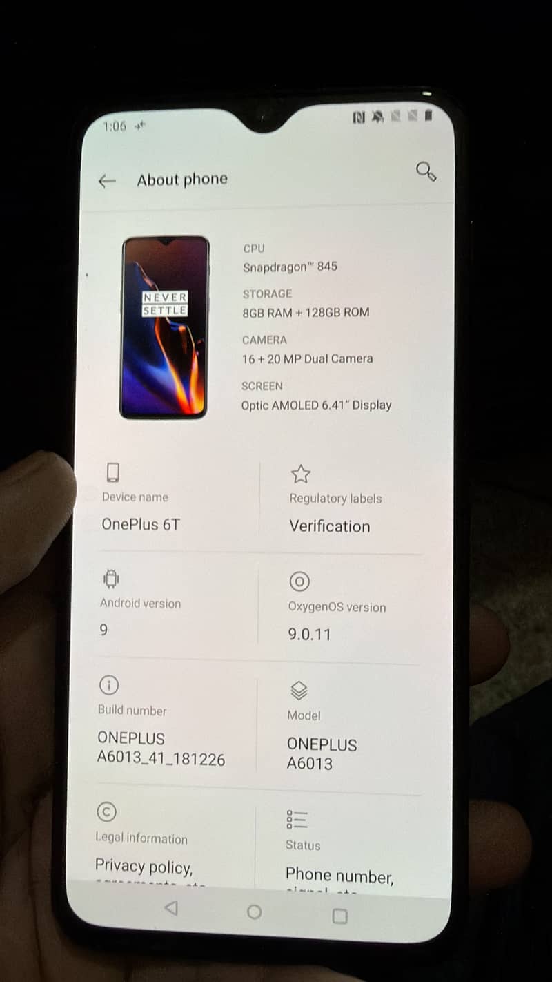 One Plus 6T 0