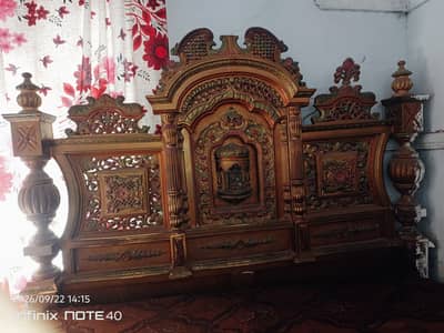 Title: Wooden Bed with Mattress for Sale Peshawar