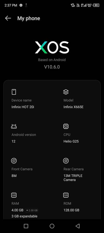 Infinix Hot 20i 4+2gb 120gb